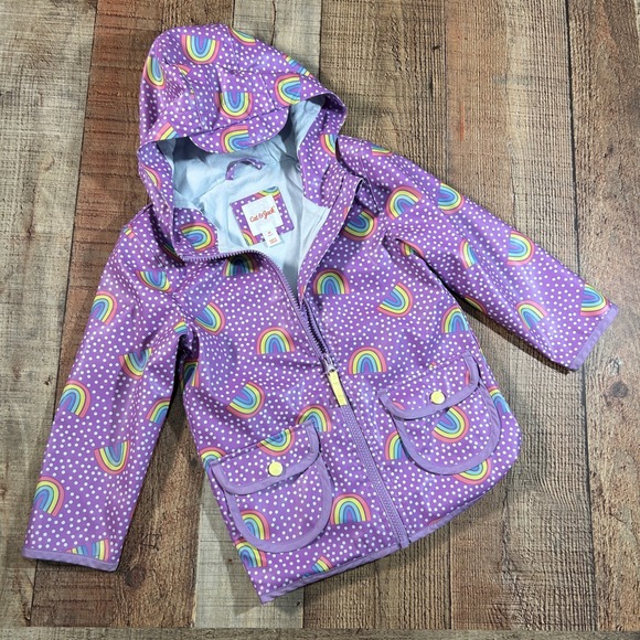 Cat & Jack Other - Cat & Jack Purple Rainbow Polka Dot Hooded Raincoat Water Resistant Jacket 4T